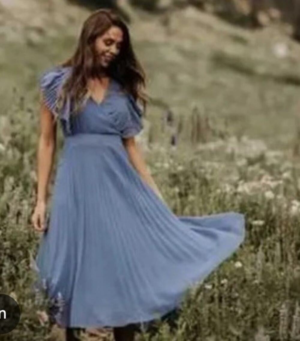 Ivy City Co NWOT Women’s Alice in Wonderland Pleated Dress Size L Blue M3 - Picture 1 of 8